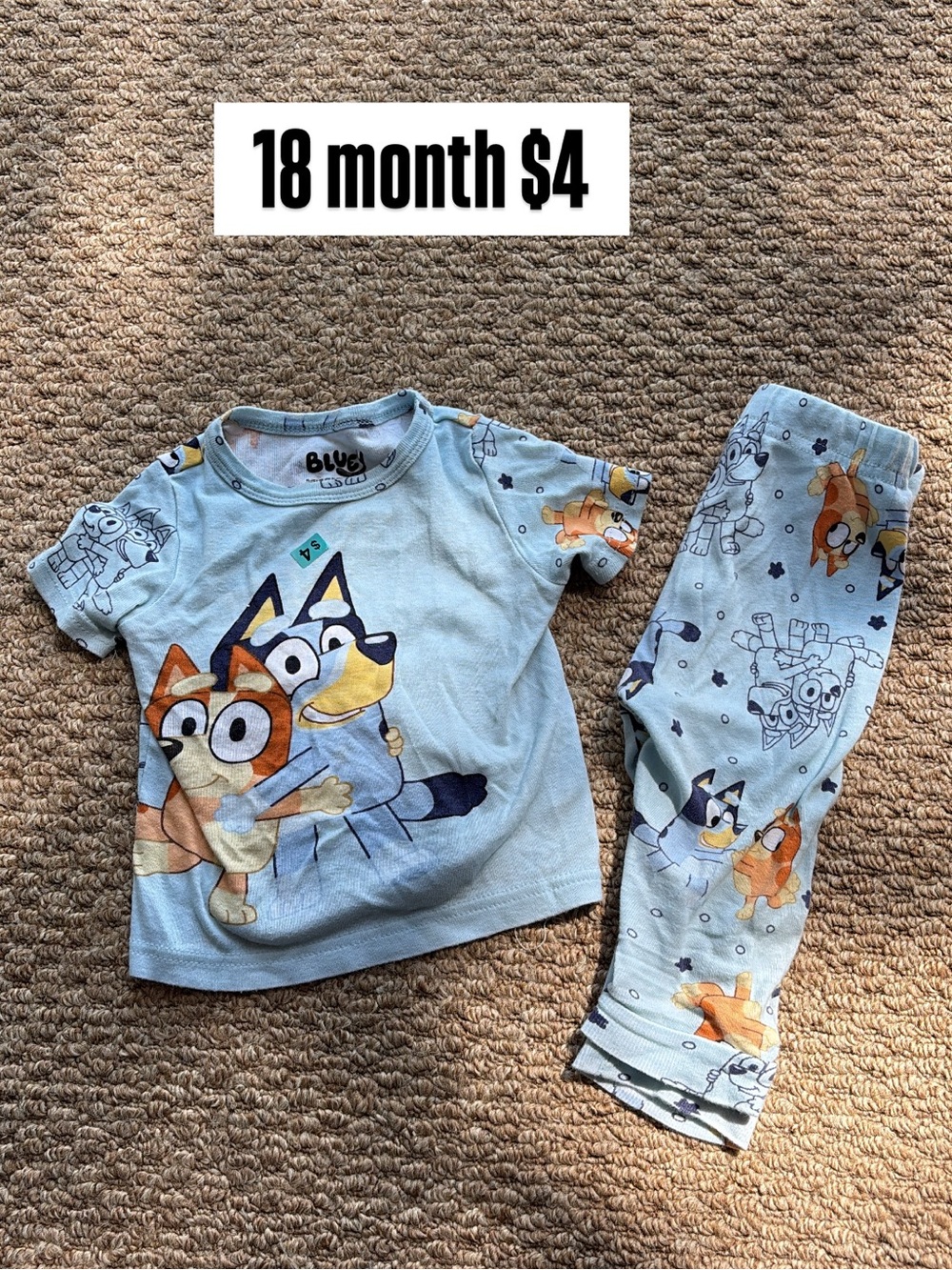 Bluey Light Blue Kids Pajama Set - 18 Month